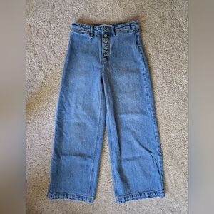 Kancan Wide Leg High Waisted Jeans Size 5/26 Cropped Button Fly Blue Jean
